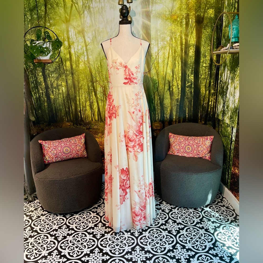 Lulu's Pink and Cream Spaghetti Strap Maxi